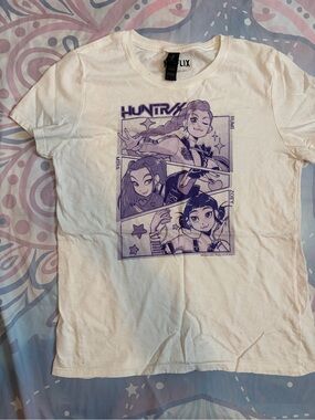 Huntrax Tee in White with Purple Print